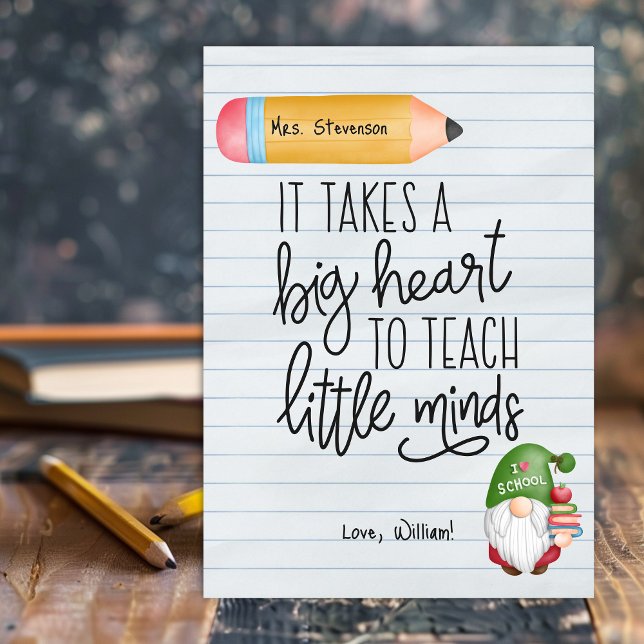 Tomte för att visa uppskattning mot lärare med böc tack kort (Skapare uppladdad)