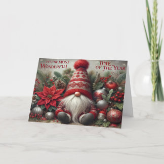 Tomte för högtiderna julkort tack kort
