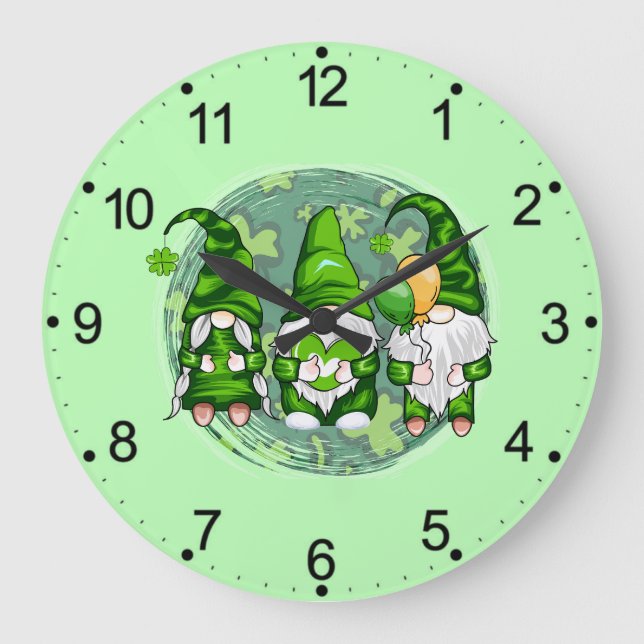 Tomte för St. Patricks dag Shamrock Tomtar-54989 Stor Klocka (Framsida)