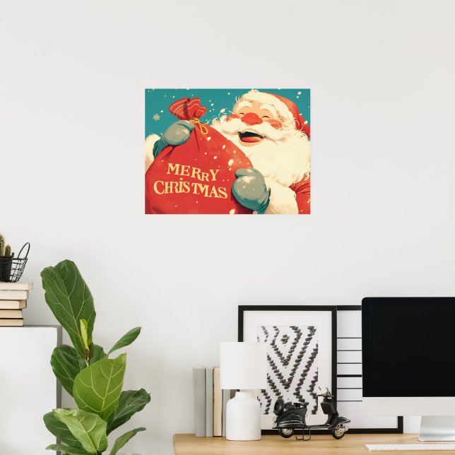 Tomte förbereder julklappar - Retro konst Poster (Hemmakontoret)