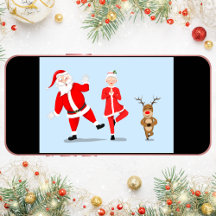 Tomte försöker göra yoga med fru Claus och renar