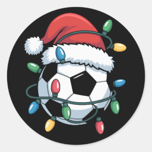 Tomte Fotbollboll Sport Julfotbollsspelare Runt Klistermärke