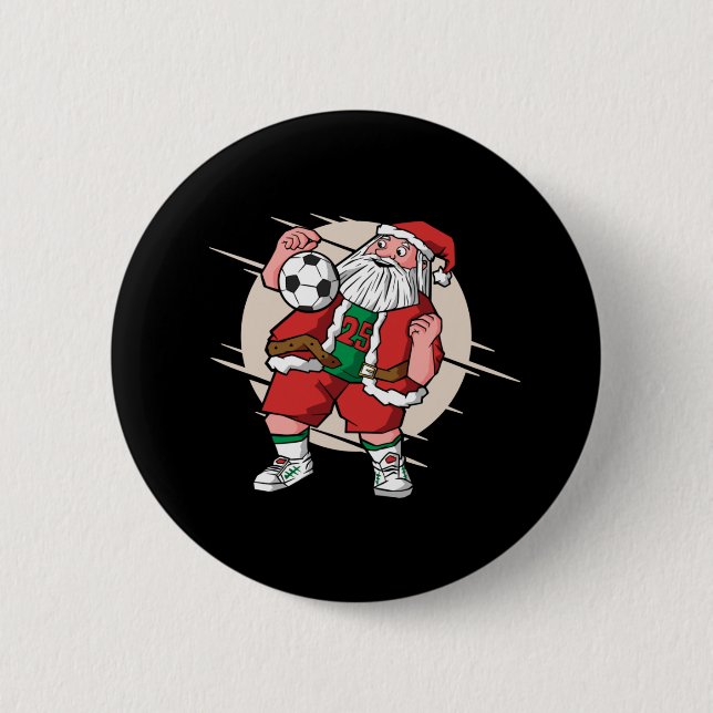 Tomte Fotbollsspelare Juldesign Knapp (Framsida)