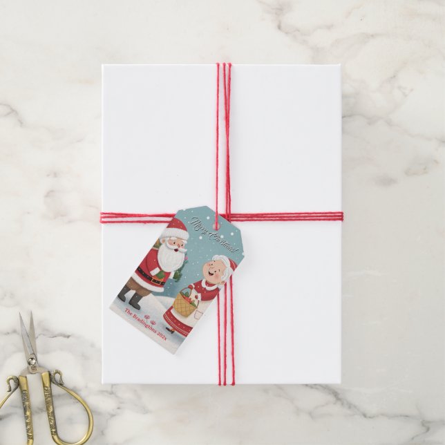 Tomte fru Tomte God Jul Presentetikett (Med Snöre)