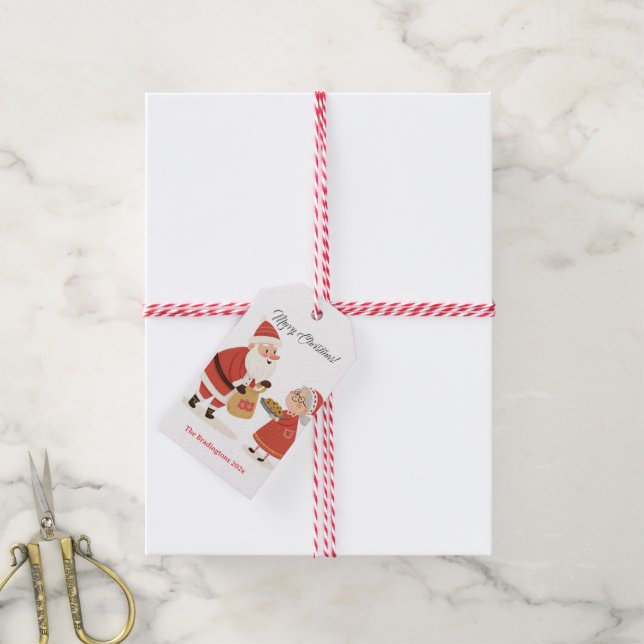 Tomte fru Tomte God Jul Presentetikett (Med Snöre)