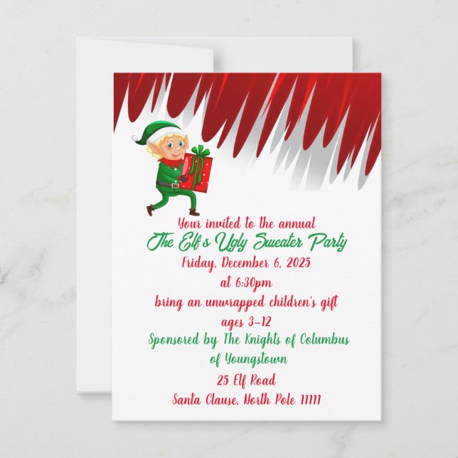 Tomte ful överklänning julinbjudan julkort (Framsida)