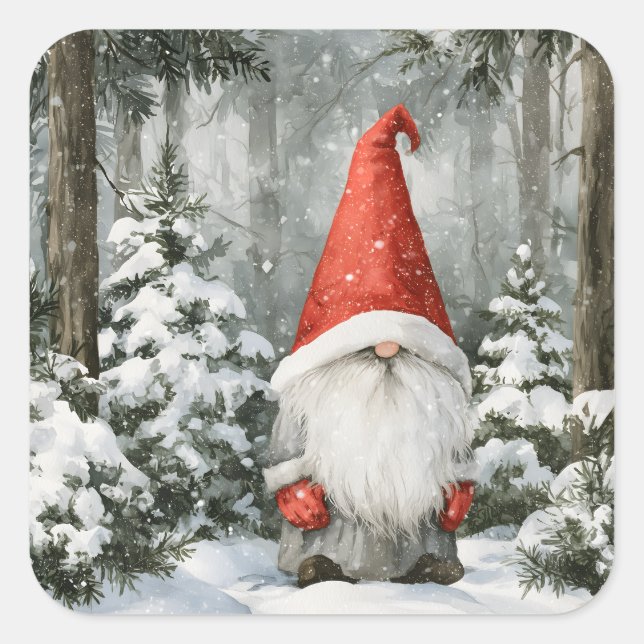 Tomte Fyrkantigt Klistermärke (Framsida)
