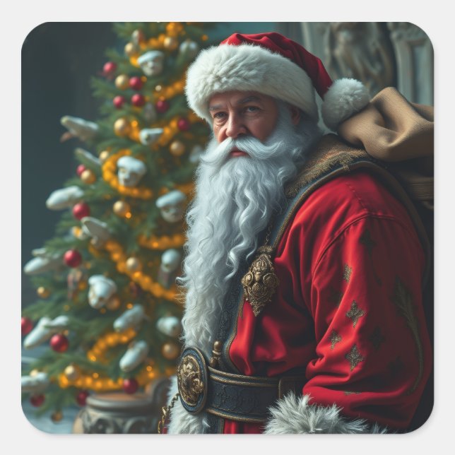Tomte Fyrkantigt Klistermärke (Framsida)