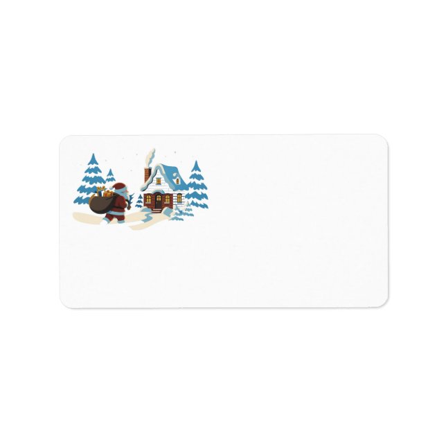 Tomte gäst och present  adressetikett (Framsidan)