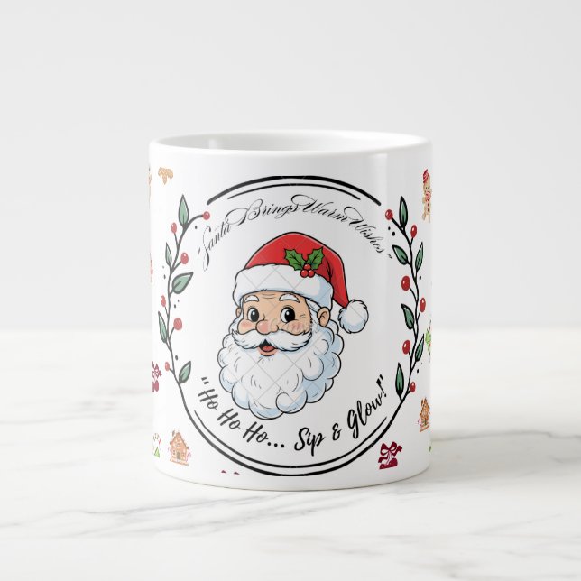 Tomte ger varma önskningar – Festiv julkaffe Jumbo Mugg (Framsidan)