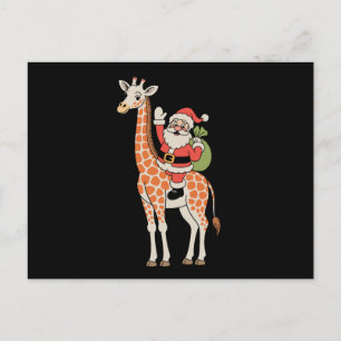 Tomte Giraff Jul Familj Xmas Högtids Säsong Helg Vykort