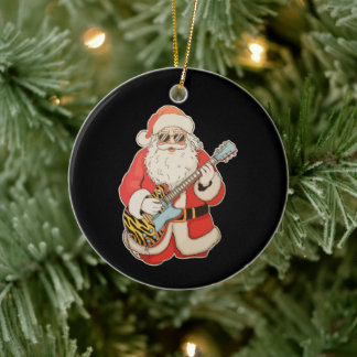 Tomte Gitarr Rock Jazz Musik Jul Xmas Julgransprydnad Keramik