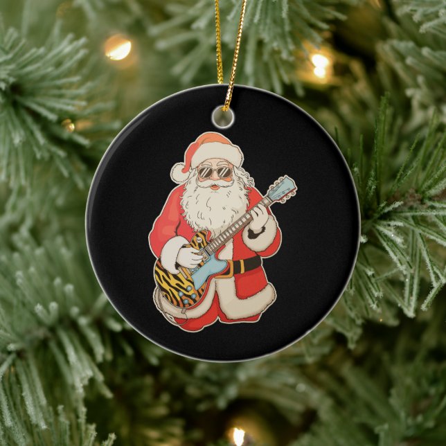 Tomte Gitarr Rock Jazz Musik Jul Xmas Julgransprydnad Keramik (Träd)