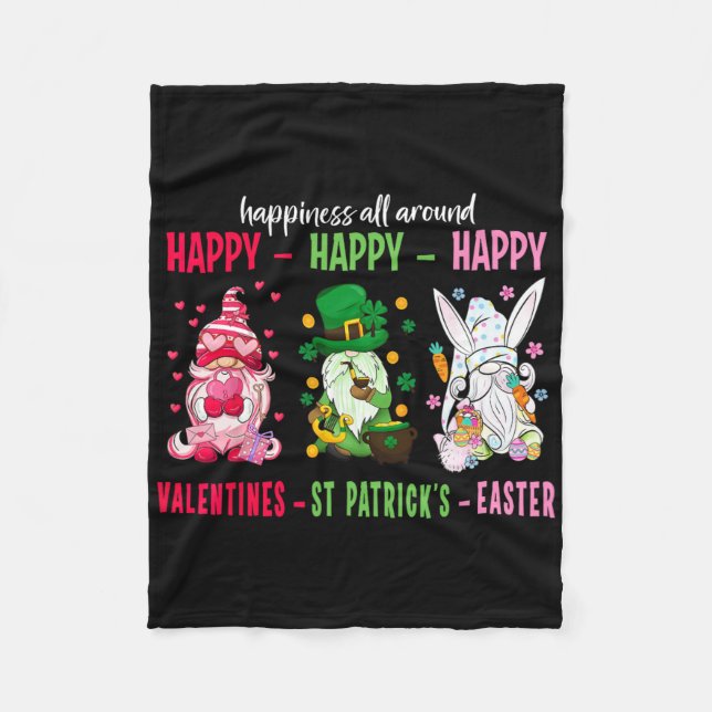 Tomte Glad Alla Hjärtans Dag St Patrick Påsk Lycka Fleecefilt (Framsidan)