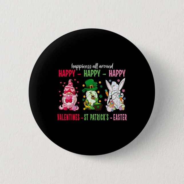 Tomte Glad Alla Hjärtans Dag St Patrick Påsk Lycka Knapp (Framsida)