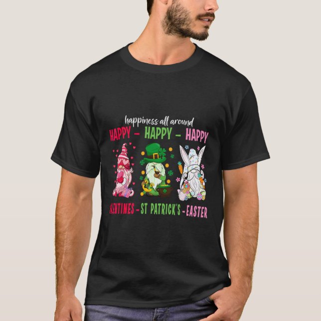Tomte Glad Alla Hjärtans Dag St Patrick Påsk Lycka T Shirt (Framsida)