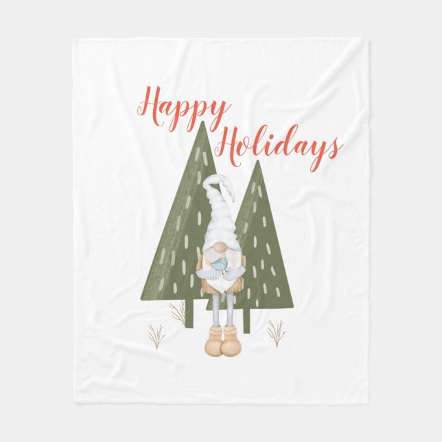 Tomte Glad Jul Fleecefilt (Framsidan)