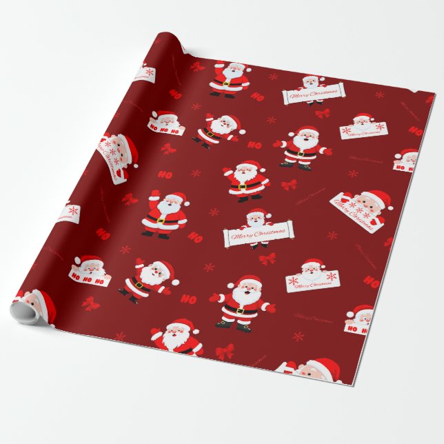 Tomte Glad Jul Röd Presentpapper (Utrullad)