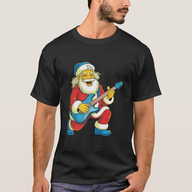 Tomte glatt spelar gitarr på julen t shirt (Framsida)
