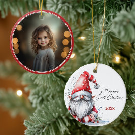 Tomte Gnome Babys Första Jul Foto Julgransprydnad Keramik