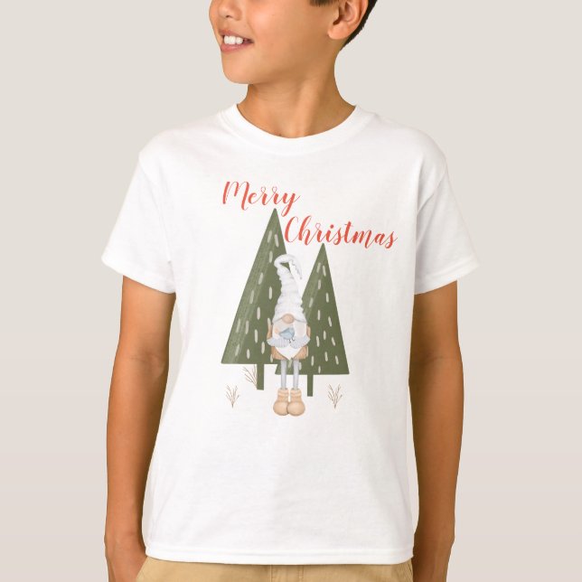 Tomte God Jul för pojke T-shirt Matchande (Framsida)