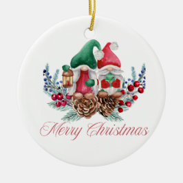 Tomte God Jul iklädd för jul på en  Julgransprydnad Keramik