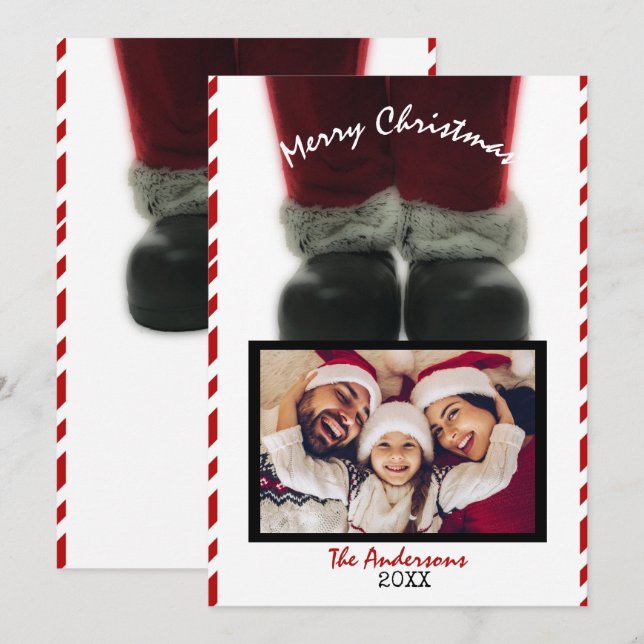 Tomte God Jul Semester Fotokort Inbjudningar (Fram/baksida)