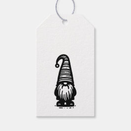 Tomte God Jul Svart & Vit Söt Klotter Presentetikett