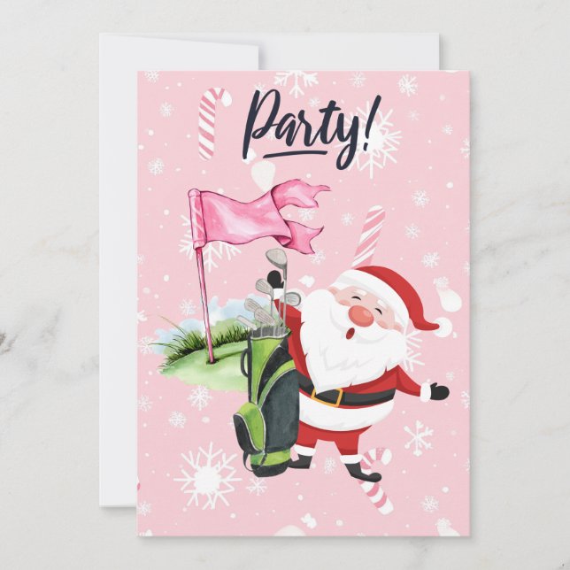 Tomte golfar golfare på rosa bakgrund inbjudningar (Framsida)