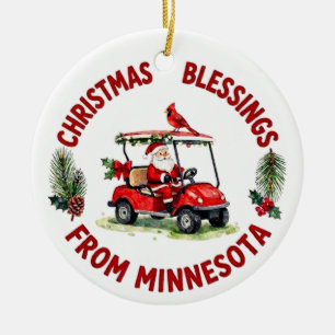 Tomte golfar i Minnesota jul Julgransprydnad Keramik