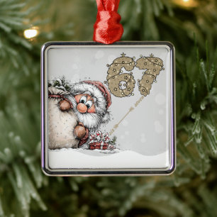 Tomte gömmer sig för sex sju julgransprydnad metall