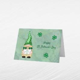 Tomte grön guld Shamrock St Patricks Day Helgkort