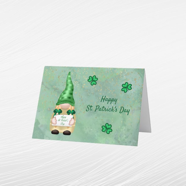 Tomte grön guld Shamrock St Patricks Day Helgkort (Skapare uppladdad)