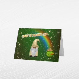 Tomte Grön Kruka Guld Regnbåge St Patricks Day Helgkort