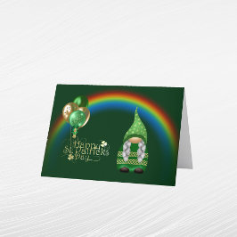 Tomte Grönt Guld Ballonger Regnbåge St Patricks Da Helgkort