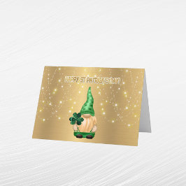 Tomte Guld Ljus Shamrock St Patricks Day Helgkort