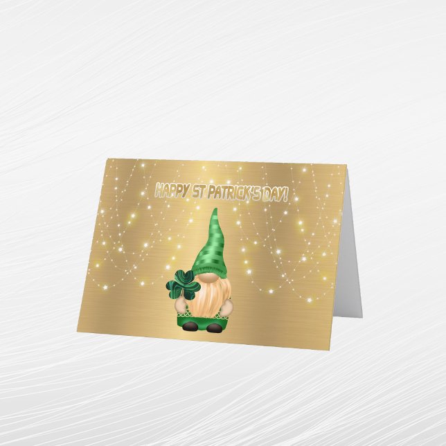 Tomte Guld Ljus Shamrock St Patricks Day Helgkort (Skapare uppladdad)