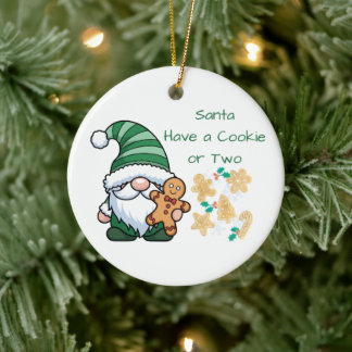 Tomte Ha en Kaka eller Två på en Julgransprydnad Keramik