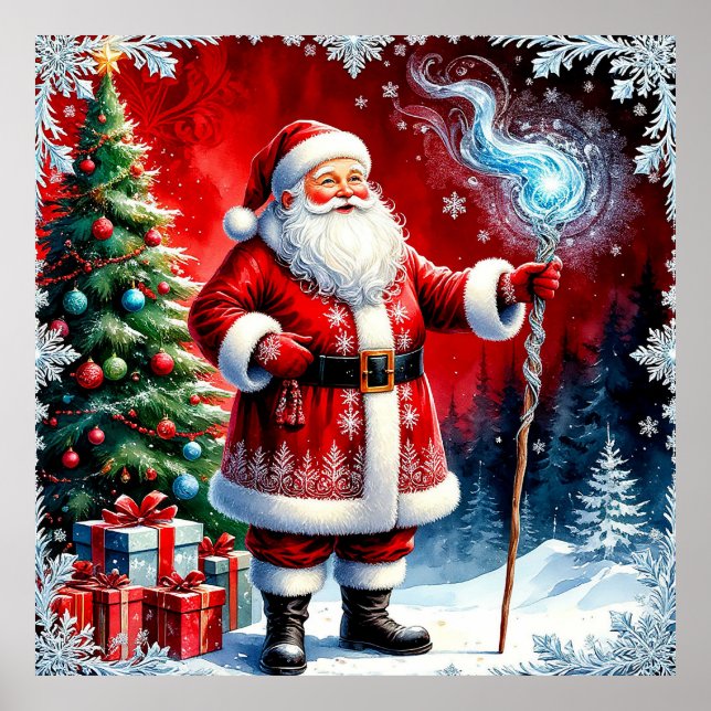 Tomte hållande magisk stav poster (Framsidan)