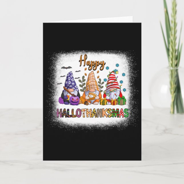 Tomte Halloween Thanksgiving Christmas Glad Hallo Kort (Framsida)