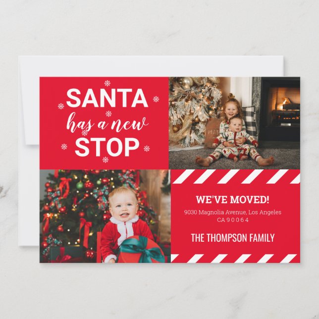 Tomte har ett nytt stopp Vi har flyttat Foto Flytt Julkort (Framsida)