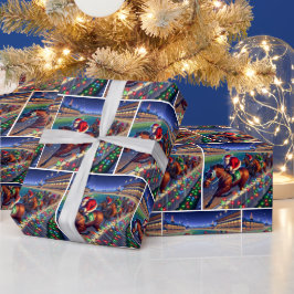 Tomte Häst Kapplöpning Jockey Jul Presentpapper