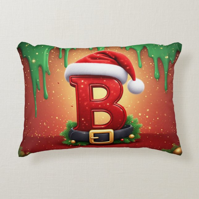 Tomte Hatt Bokstav B Tall Jul Dekoration 🎄 Prydnadskudde (Framsidan)