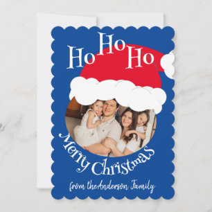Tomte Hatt Foto Ho Ho Ho God Jul Blå Julkort