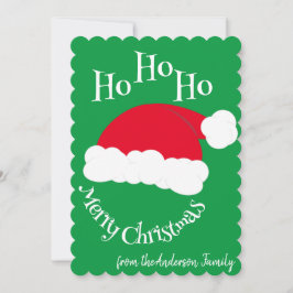 Tomte Hatt Ho Ho Ho God Jul Grön Röd Julkort