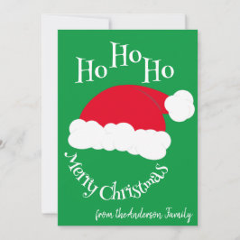 Tomte Hatt Ho Ho Ho God Jul Grön Röd Julkort