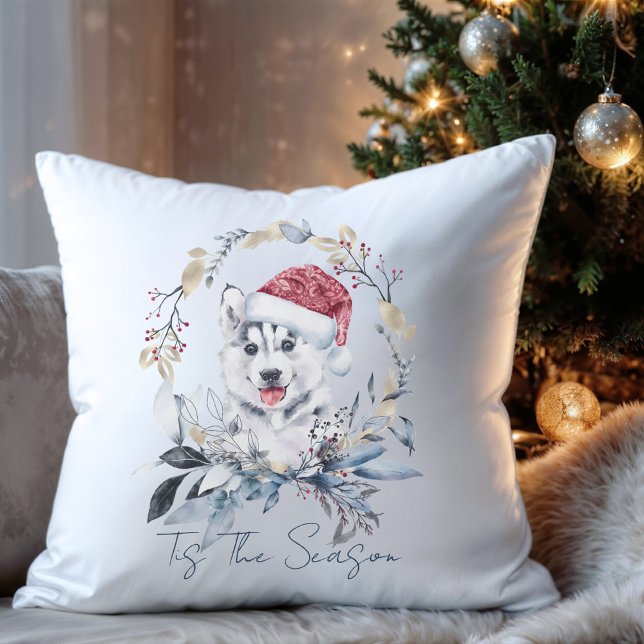 Tomte Hatt Husky Mysig Jul Det Är Årstiden Kudde (Skapare uppladdad)