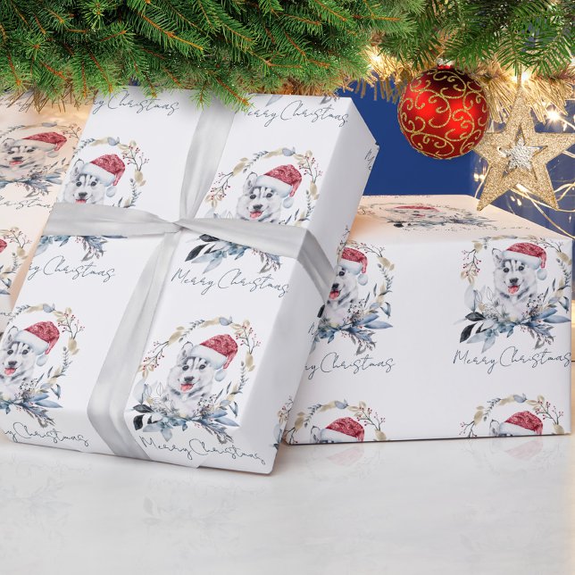 Tomte Hatt Husky Skräddarsydd Hund Jul Presentpapper (Skapare uppladdad)