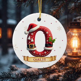 Tomte Hatt Röd Jul Bokstav O Namn Julgransprydnad Keramik