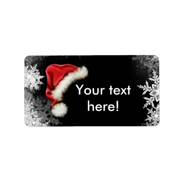 Tomte hatt snöflinga jul firande adressetikett (Framsidan)